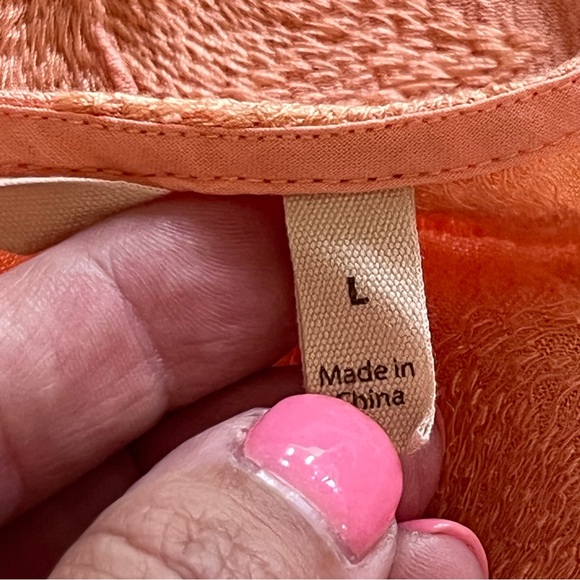 Soft Surroundings Shirt Womens Large Peach Cecile Floral Embroidery Boho - Picture 6 of 12